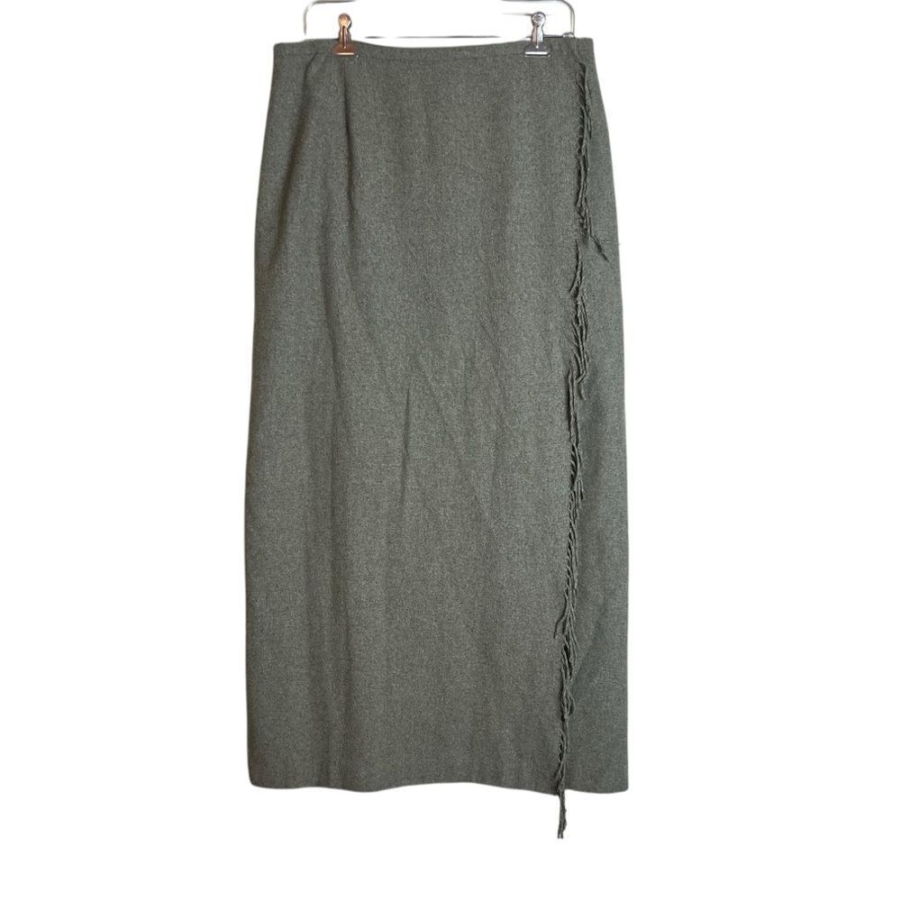 Muse sand silk & wool blend wrap skirt. Size 14